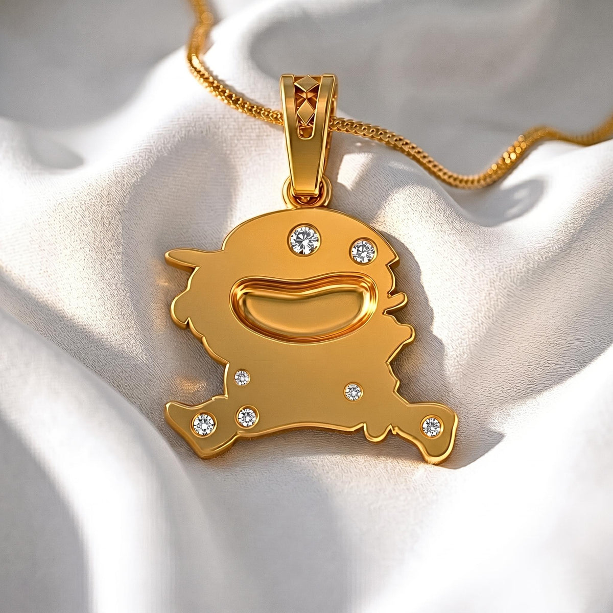 Whimsical Boy Pendant | Smiling Character, Sparkling Stones, 925Sterling Silver Charm