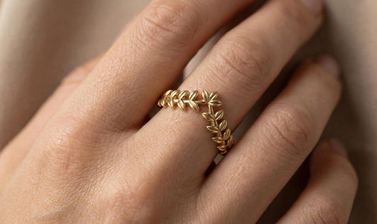 Gold Leaf Vine Ring | 925 Sterling Silver Floral Band
