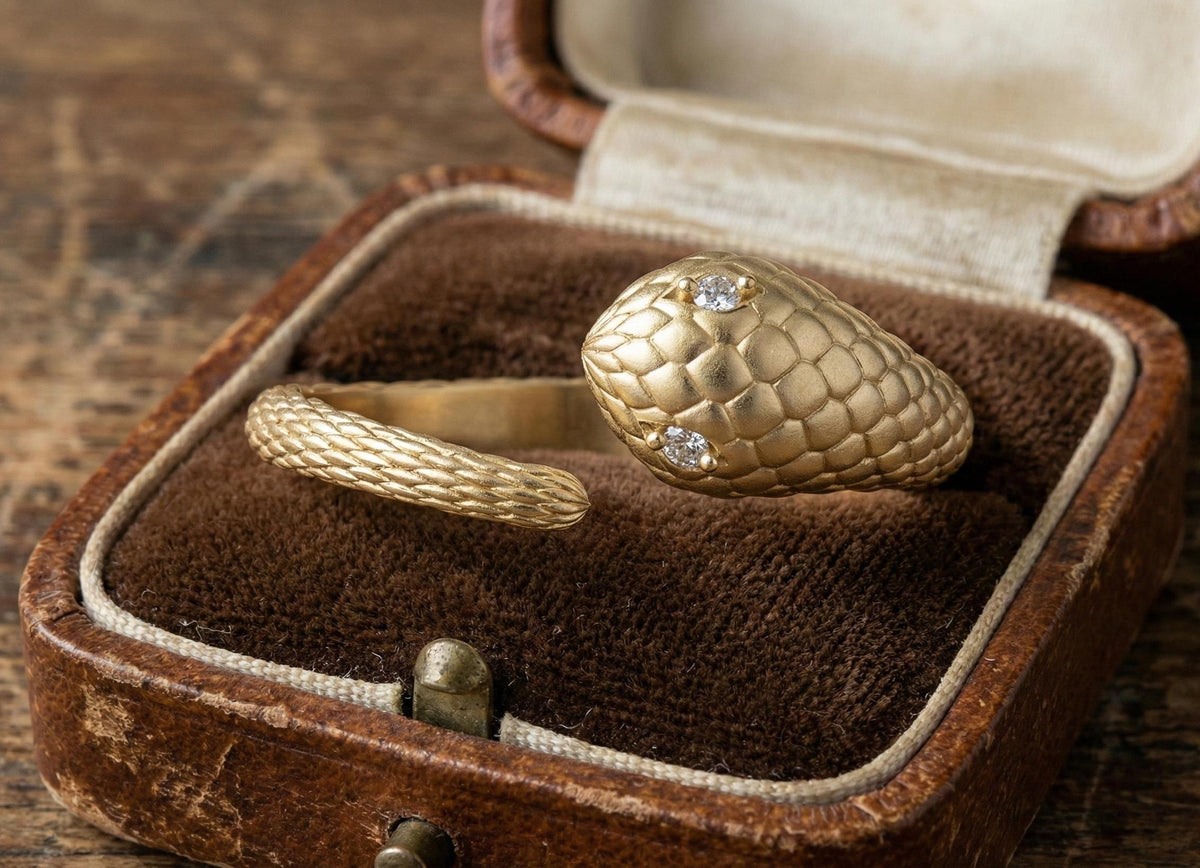 925 Sterling Silver Snake Ring, Gold  Serpent Ring, Diamond Eye Snake Ring, Adjustable Statement Ring, Women Fine Jewellery Gift for her/him