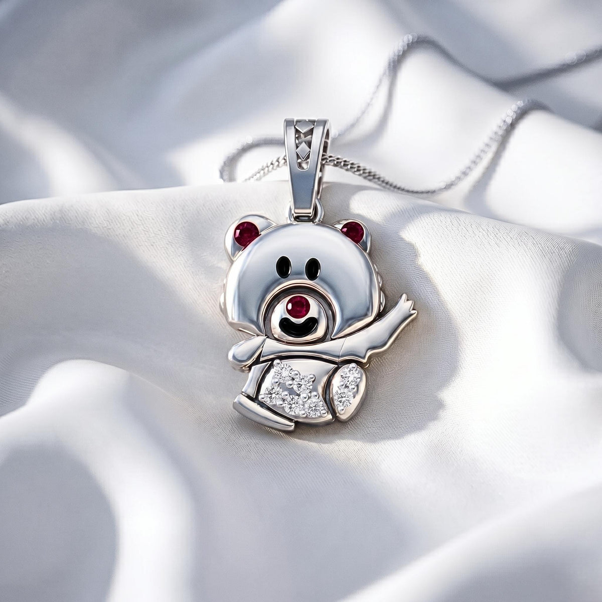 925 Sterling Silver Bear Charm | Nature Inspired Children's Jewelry Cute Waving Teddy Bear Pendant for Kids | Gift For Her/Kids.