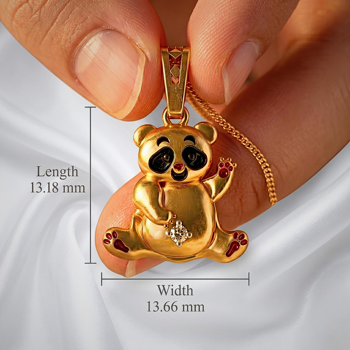 925 Sterling Silver Waving Panda Bear Pendant: Nature Animal Charm, Whimsical Children Jewelry