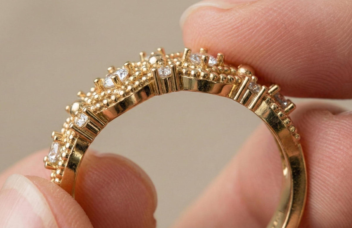 Vintage Floral Diamond Band | 925 Sterling Silver Eternity Ring