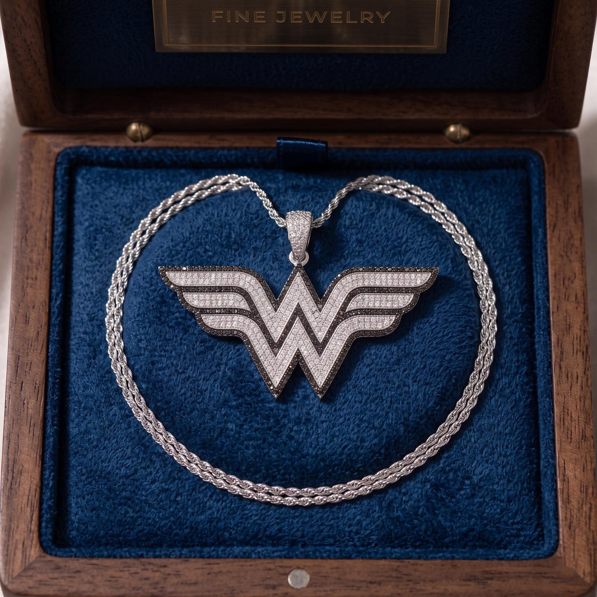 Rare Iced Out Wonder Woman Pendant | 925 Sterling Silver DC Superhero Jewelry | Gold Plated Comic Necklace | Hip Hop Bling gift for her