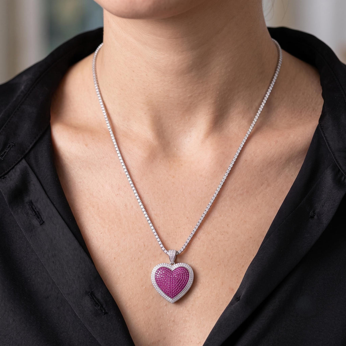 Rare Iced Out Heart Pendant | 925 Sterling Silver | Heart Necklace | Yellow & Rose Gold Plated | Hip Hop Bling Jewelry gift for her/him