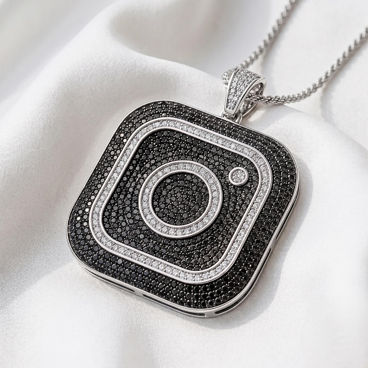 Rare Iced Out Instagram Logo Pendant | 925 Sterling Silver | Gold Plated Hip Hop Jewelry | Micro Pave Charm | Influencer Gift for her/him