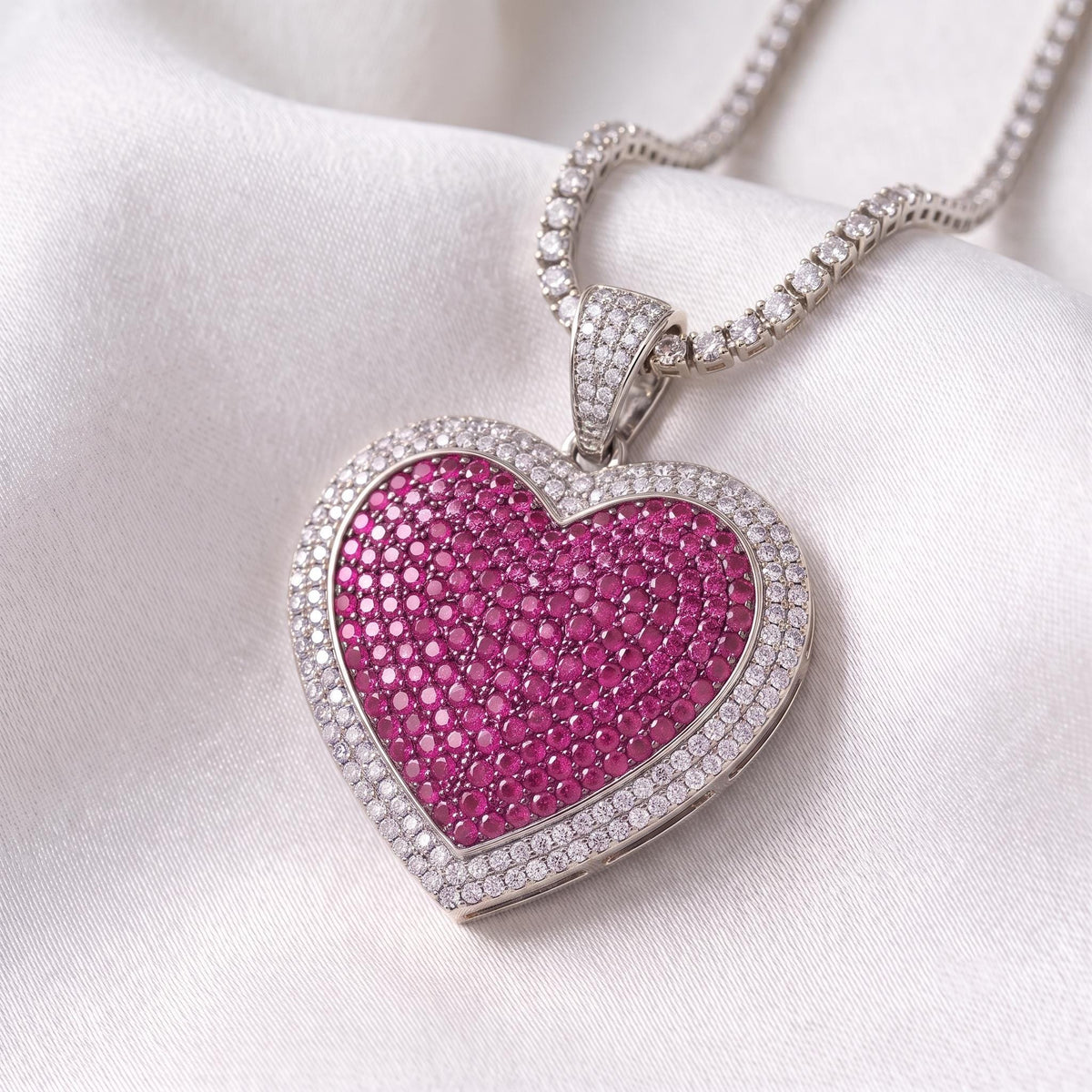 Rare Iced Out Heart Pendant | 925 Sterling Silver | Heart Necklace | Yellow & Rose Gold Plated | Hip Hop Bling Jewelry gift for her/him