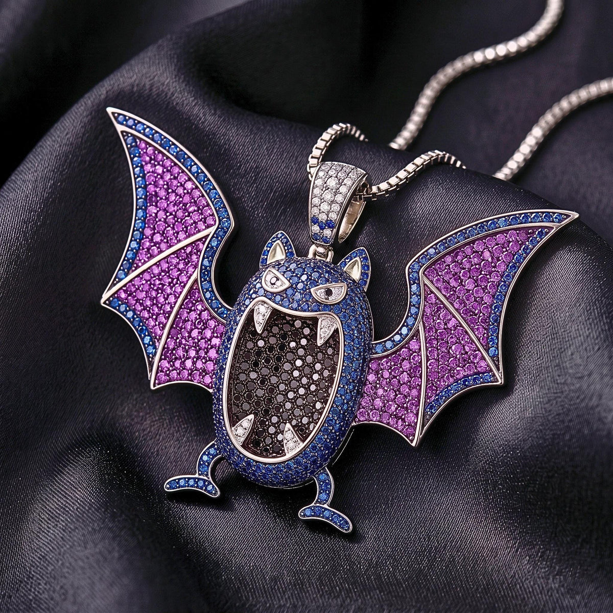 Rare Iced Out Golbat Pokémon Pendant 925 Sterling Silver • Custom Bat Jewelry • Halloween Hip Hop Charm • Gamer Nostalgia Gift for her/him
