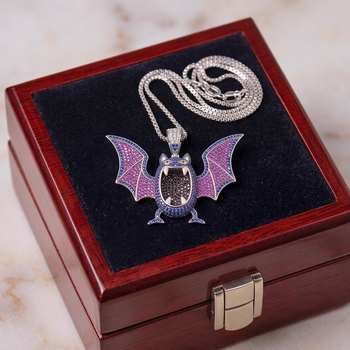Rare Iced Out Golbat Pokémon Pendant 925 Sterling Silver • Custom Bat Jewelry • Halloween Hip Hop Charm • Gamer Nostalgia Gift for her/him