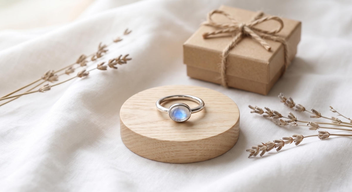 Rainbow Moonstone Ring 925 Sterling Silver | Minimalist Round Bezel Gemstone Ring | Dainty Boho Jewelry | June Birthstone Gift for Her