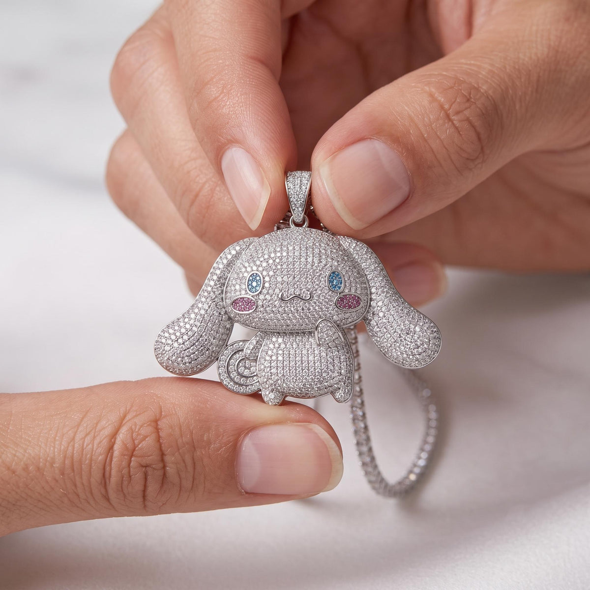 Rare Iced Out Cinnamoroll Pendant 925 Sterling Silver | Rare Kawaii Anime Charm | 14K  Gold Plated Hip Hop Jewelry | Gift for her/him