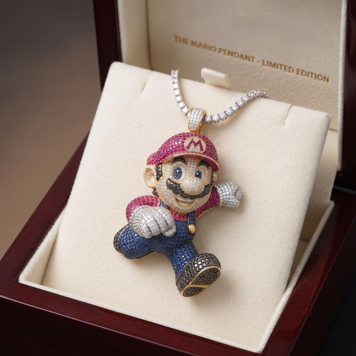 Rare Iced Out Super Mario Pendant | 925 Sterling Silver Gamer Jewelry | Hip Hop Charm | Gamers gift | Gift for her/him