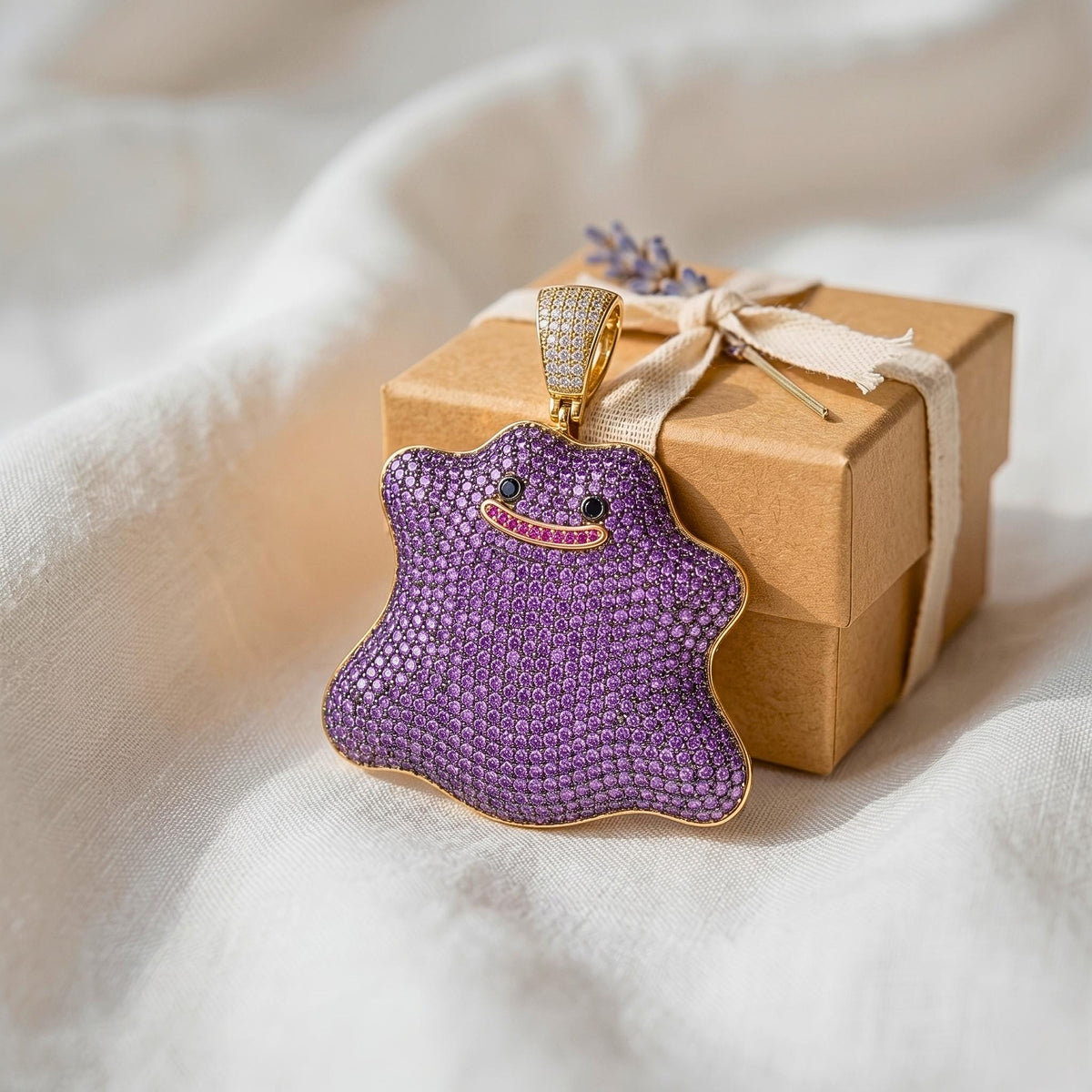 Rare Ditto Pendant 925 Sterling Silver Iced Out Pokemon Jewelry Micro  Anime Charm Geeky Gamer Gift Kawaii Pocket Monster gift for her/him