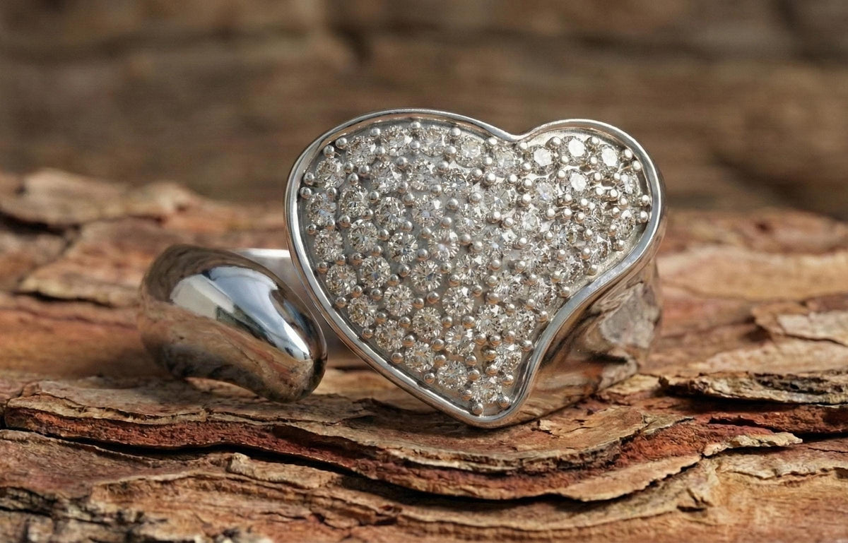 925 Sterling Silver Heart Ring for Women, Gold Plated Pavé CZ Love Ring, Romantic Gift, Promise Ring, Valentine Jewelry