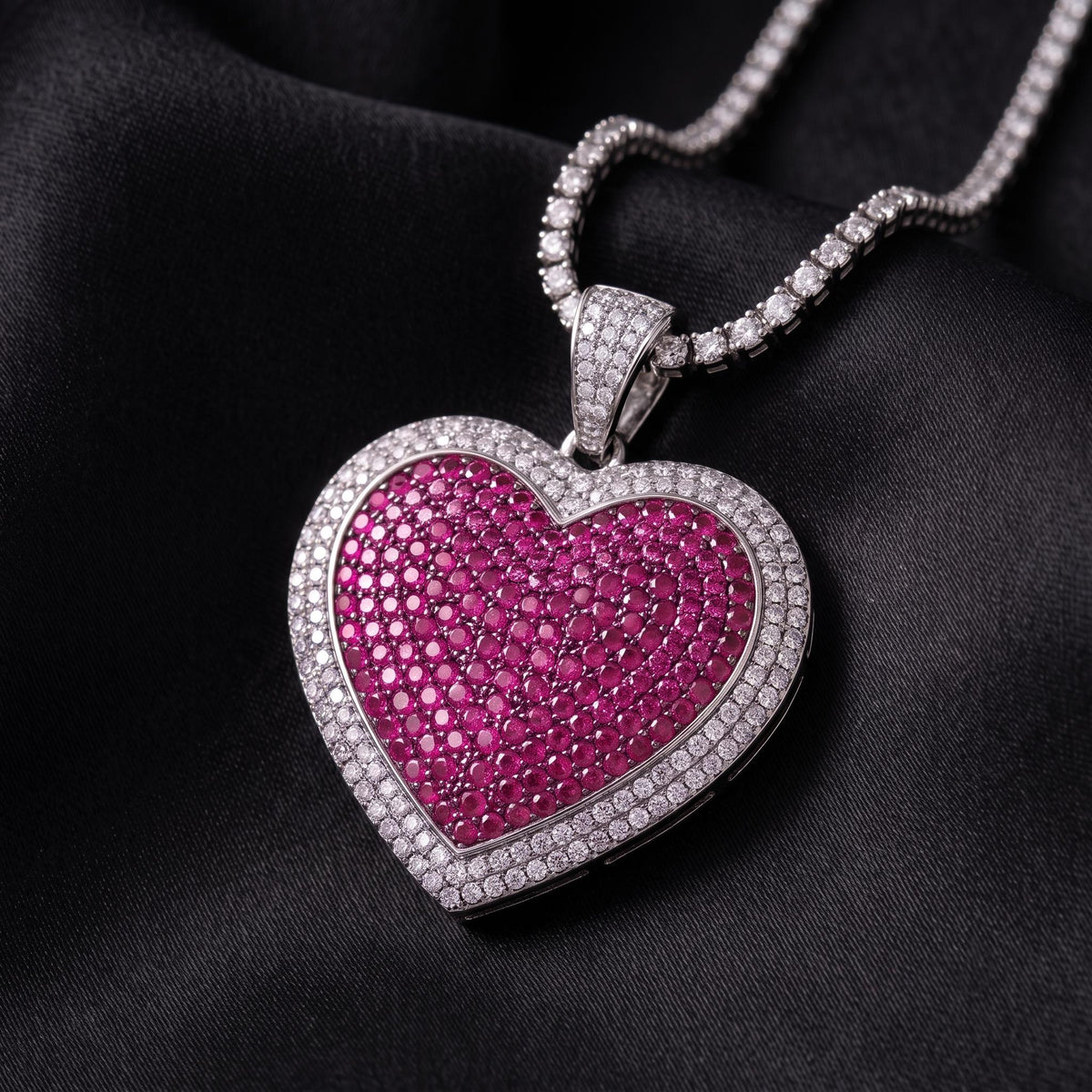 Rare Iced Out Heart Pendant | 925 Sterling Silver | Heart Necklace | Yellow & Rose Gold Plated | Hip Hop Bling Jewelry gift for her/him