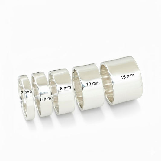 Wide Band Sterling Silver Ring Set, Stackable Thumb Rings