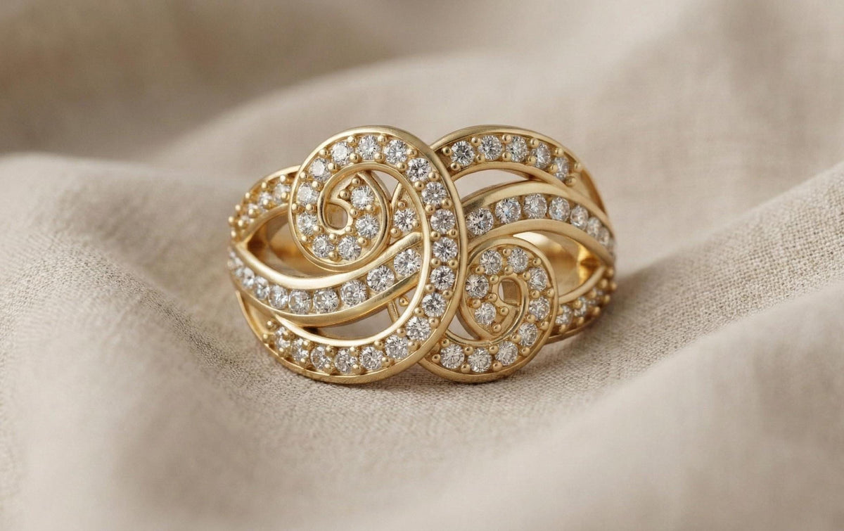 925 Sterling Silver Infinity Swirl Ring, Gold Plated Pave CZ Statement Ring, Luxury Designer Cocktail Ring for Women, Gift For Her