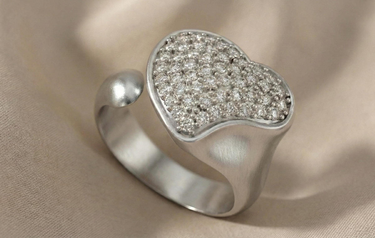 925 Sterling Silver Heart Ring for Women, Gold Plated Pavé CZ Love Ring, Romantic Gift, Promise Ring, Valentine Jewelry