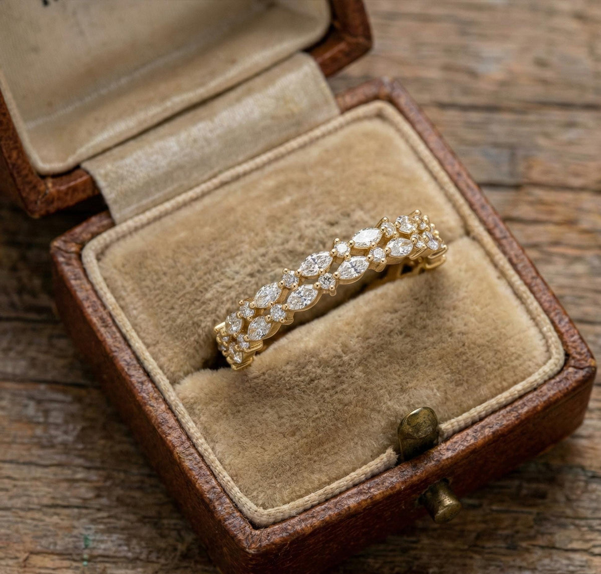 Gold Plated Sterling Silver Marquise Diamond Eternity Ring