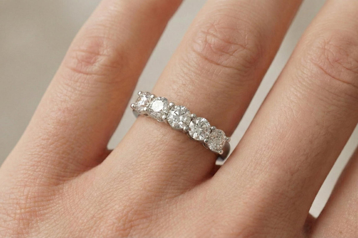Gold Plated Sterling Silver Five Stone Ring, Anniversary Gift