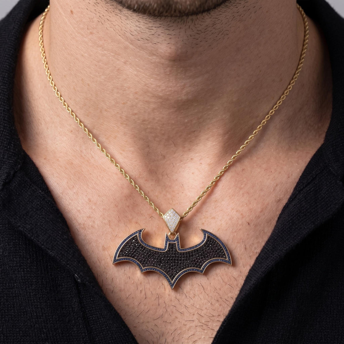 Iced Out Bat Pendant | 925 Sterling Silver Gold Plated Micro-Pave Hip Hop Jewelry