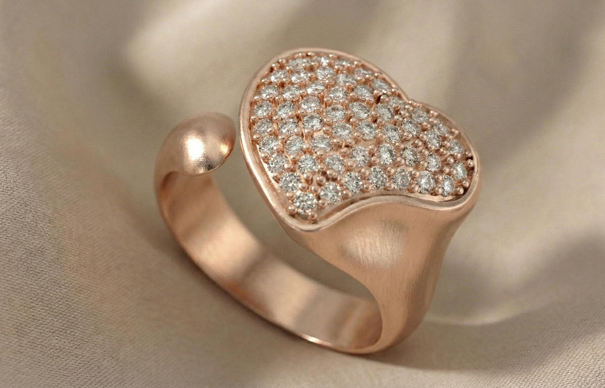 925 Sterling Silver Heart Ring for Women, Gold Plated Pavé CZ Love Ring, Romantic Gift, Promise Ring, Valentine Jewelry