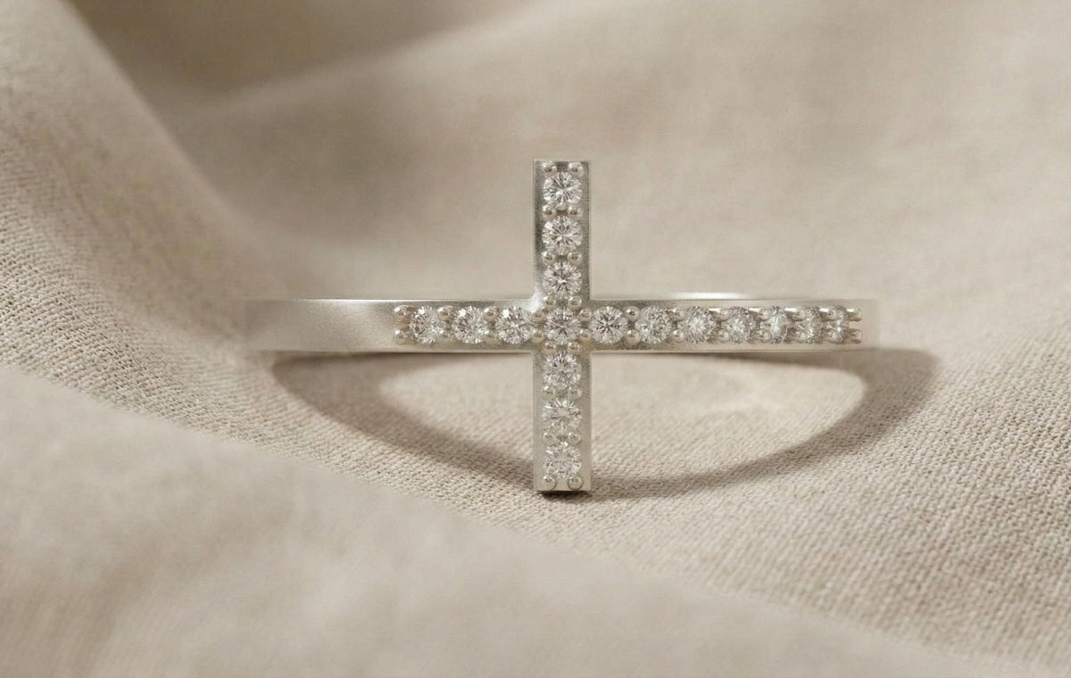925 Sterling Silver Cross Ring, Diamond Cross Ring, Minimalist Christian Ring, Dainty Faith Jewelry, Gold Vermeil Cross Ring, Gift For Her