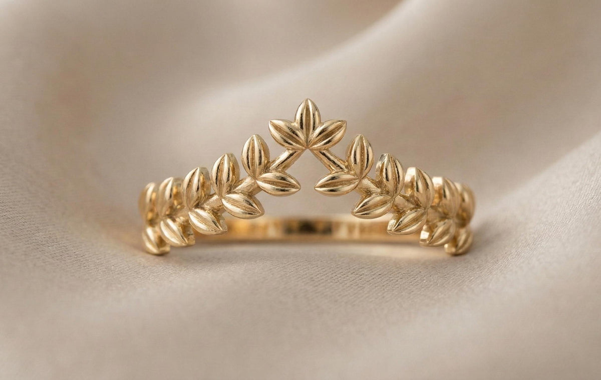 Gold Leaf Vine Ring | 925 Sterling Silver Floral Band