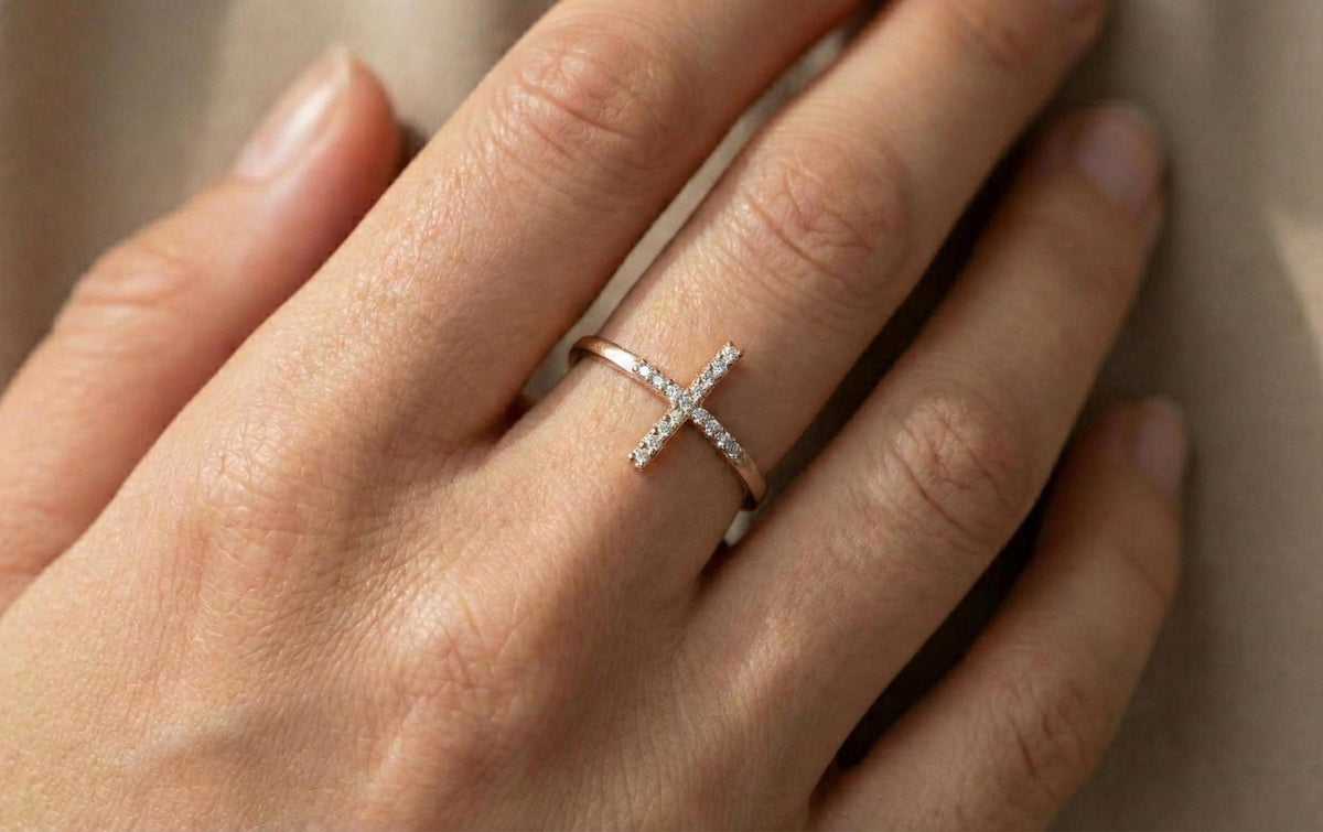 925 Sterling Silver Cross Ring, Diamond Cross Ring, Minimalist Christian Ring, Dainty Faith Jewelry, Gold Vermeil Cross Ring, Gift For Her
