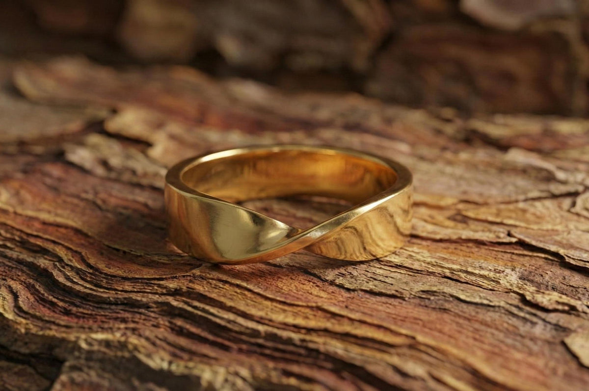 Gold Infinity Twist Ring | Wide Mobius Wedding Band | Chunky Crossover Statement Ring | Modern Minimalist Eternity Ring | Thick Gold Band