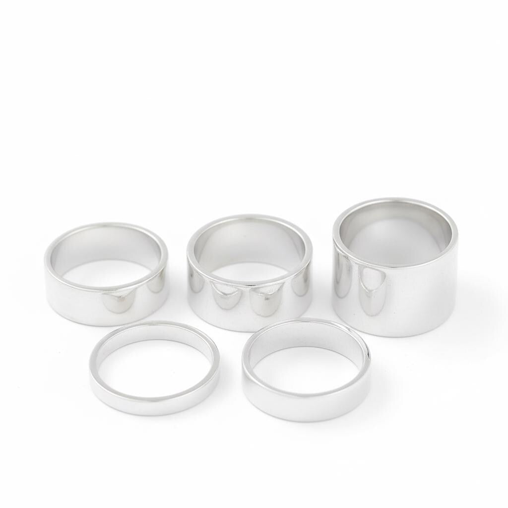 Wide Band Sterling Silver Ring Set, Stackable Thumb Rings