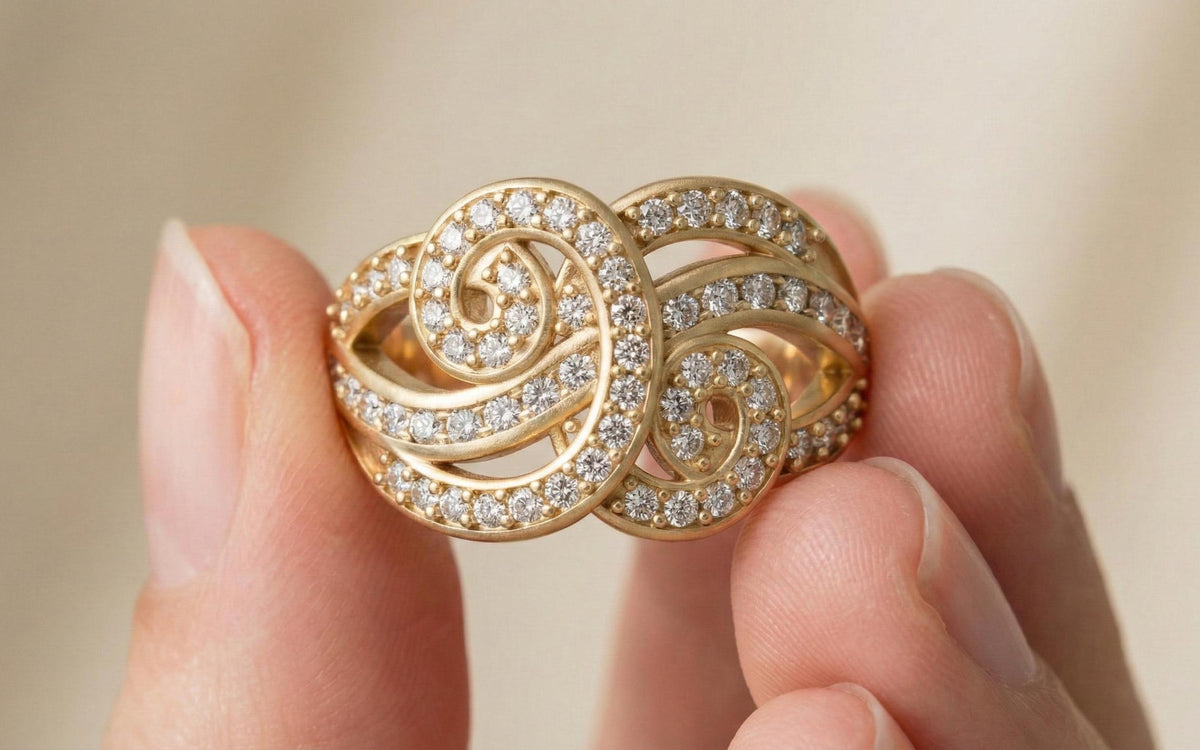 925 Sterling Silver Infinity Swirl Ring, Gold Plated Pave CZ Statement Ring, Luxury Designer Cocktail Ring for Women, Gift For Her