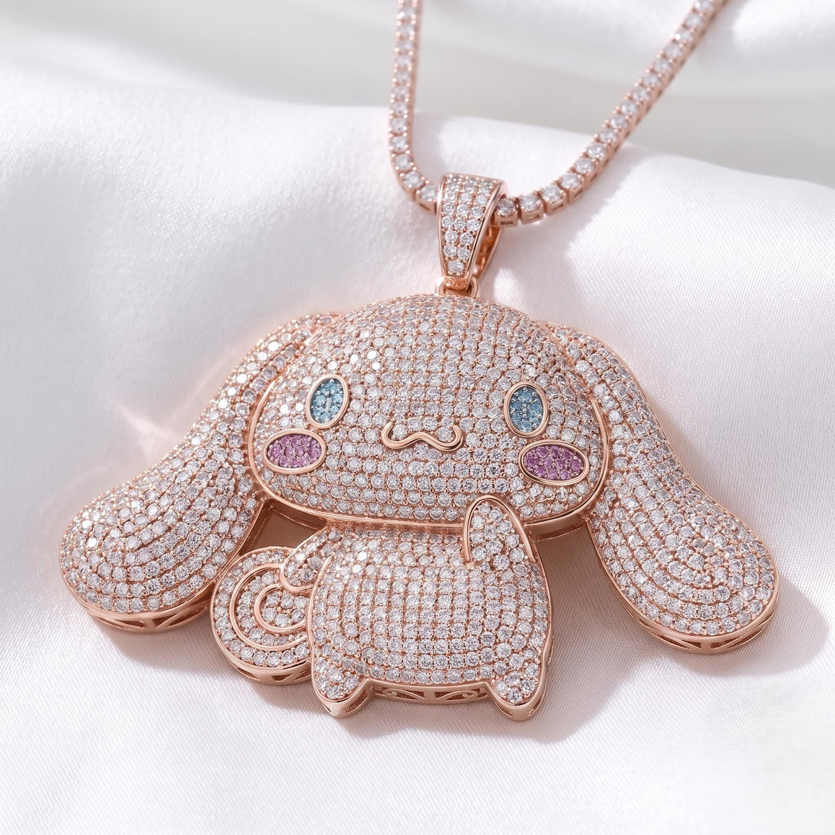 Rare Iced Out Cinnamoroll Pendant 925 Sterling Silver | Rare Kawaii Anime Charm | 14K  Gold Plated Hip Hop Jewelry | Gift for her/him