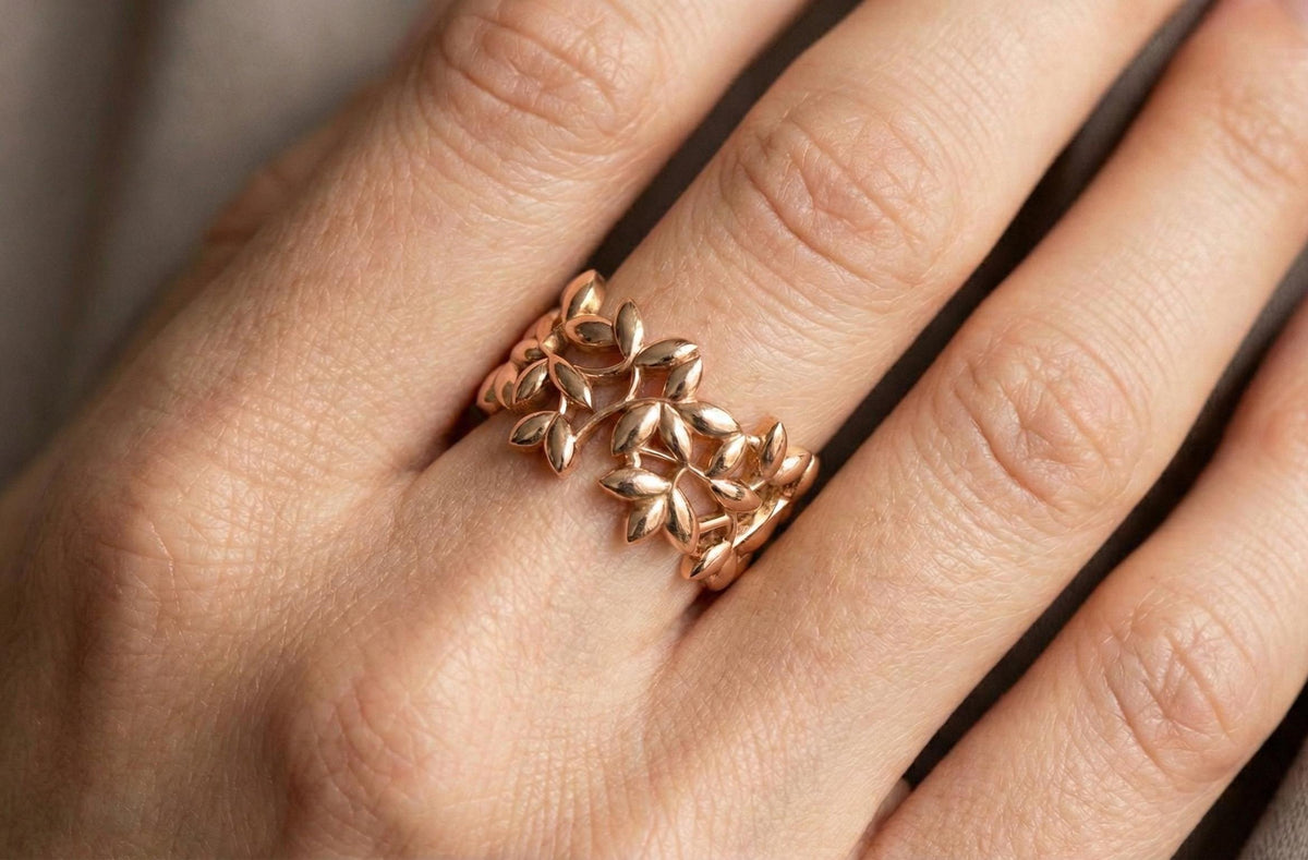 925Sterling Silver Olive Leaf Ring, Wide Botanical Wedding Band, Nature Inspired Vine Ring, Floral Statement Jewelry, Boho Leaf Gift for Her
