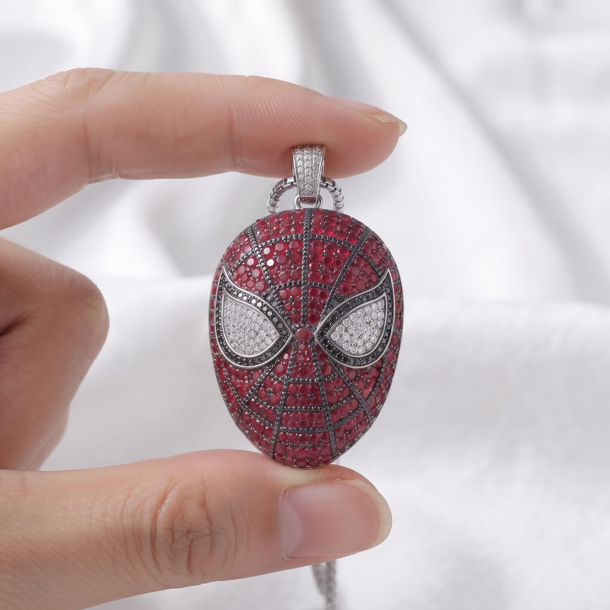 Rare Iced Out Spiderman Mask Pendant, 925 Sterling Silver Superhero Pendant,  Hip Hop Jewelry, Gold Plated Marvel Gift For her/him