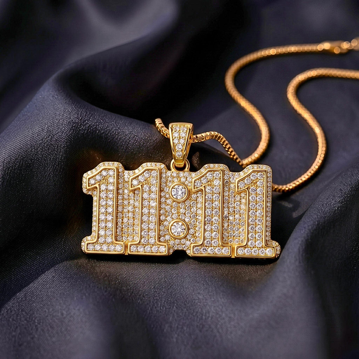Rare Iced Out 11:11 Angel Number Pendant | 925 Sterling Silver Manifestation | Gold Plated Spiritual Numerology Jewelry Gift for her/him