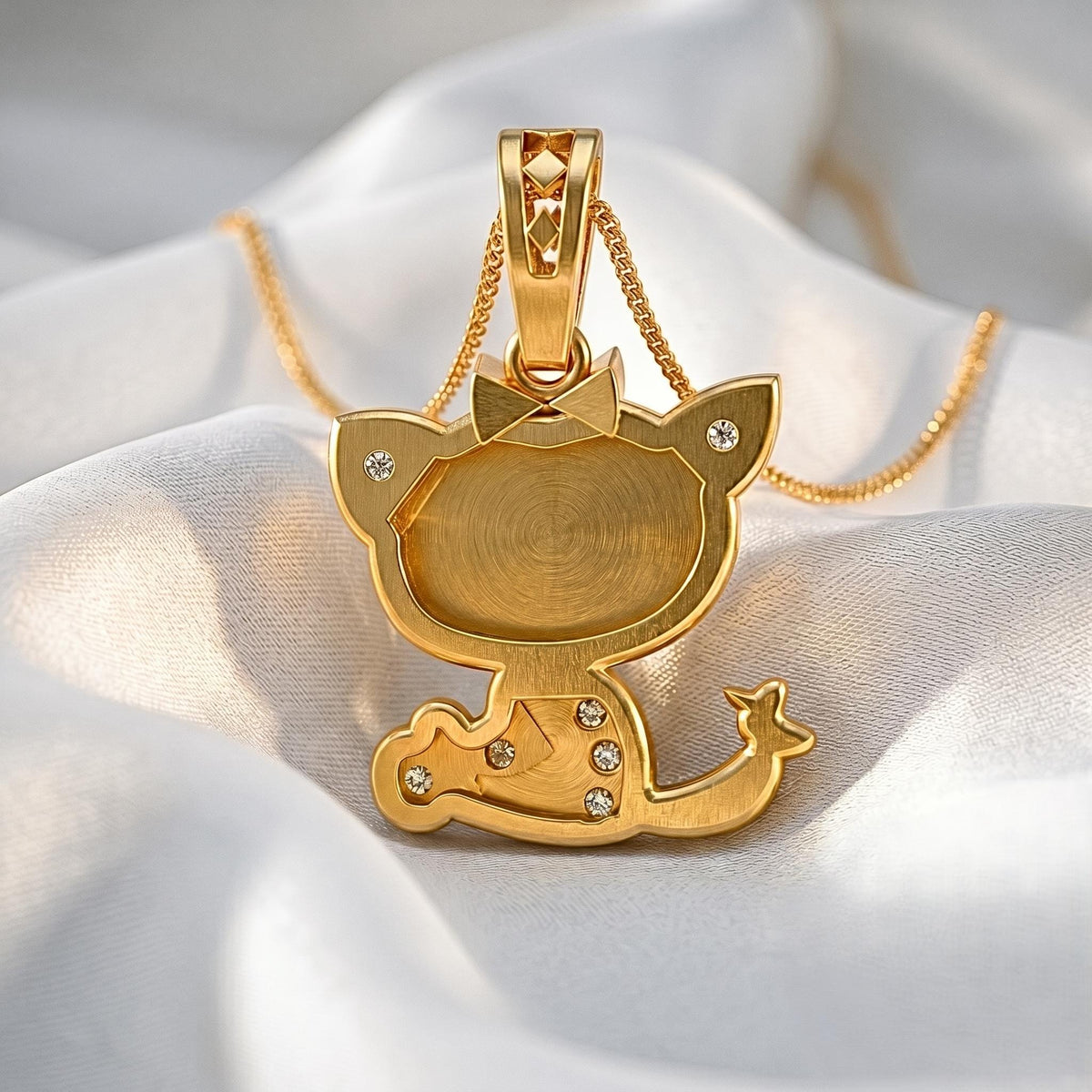 925 Sterling Silver Kitten Pendant with Bow | Whimsical Animal Charm for Kids