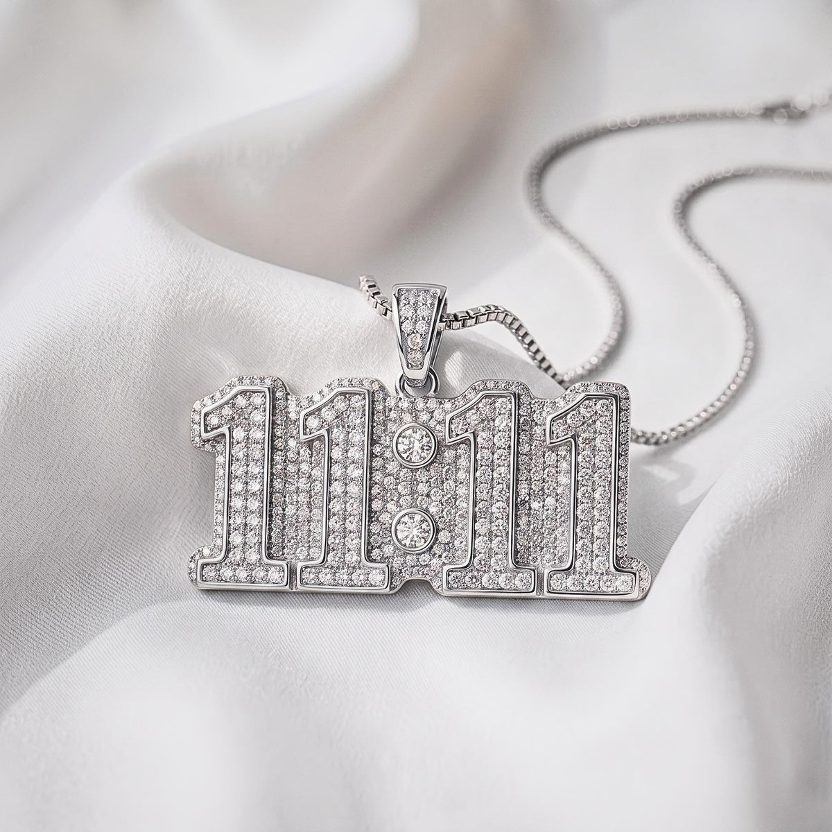 Rare Iced Out 11:11 Angel Number Pendant | 925 Sterling Silver Manifestation | Gold Plated Spiritual Numerology Jewelry Gift for her/him