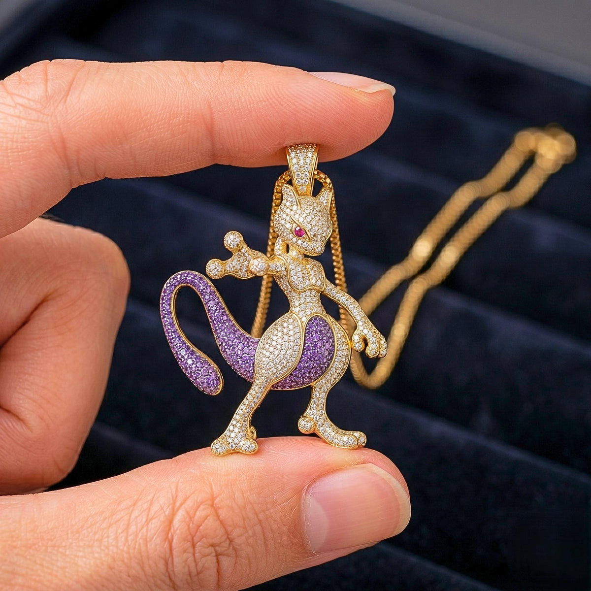 Rare Mewtwo Pendant 925 Sterling Silver Custom Pokemon Jewelry Geeky Gamer Gift Anime Necklace Charm Retrot Monster gift for him/yourself