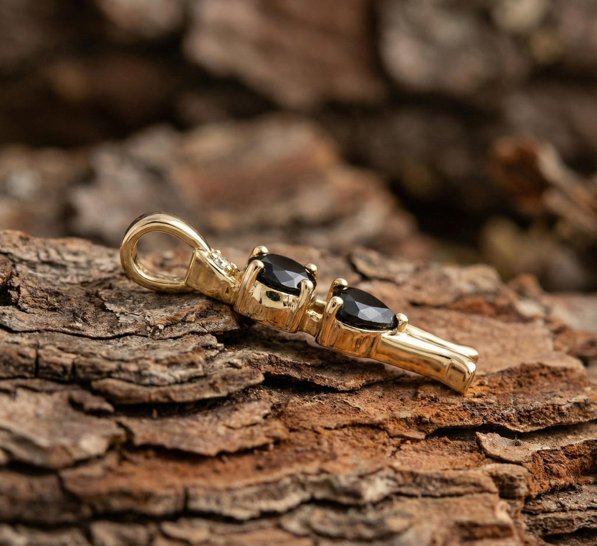 Gold Plated Sterling Silver Black Cat Necklace, Onyx Animal Charm