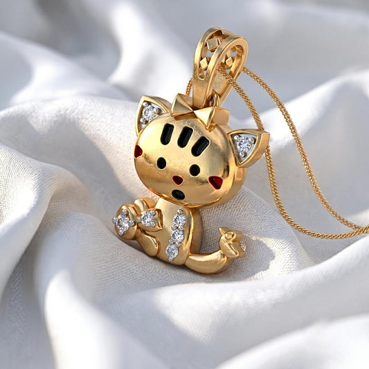 925 Sterling Silver Kitten Pendant with Bow | Whimsical Animal Charm for Kids