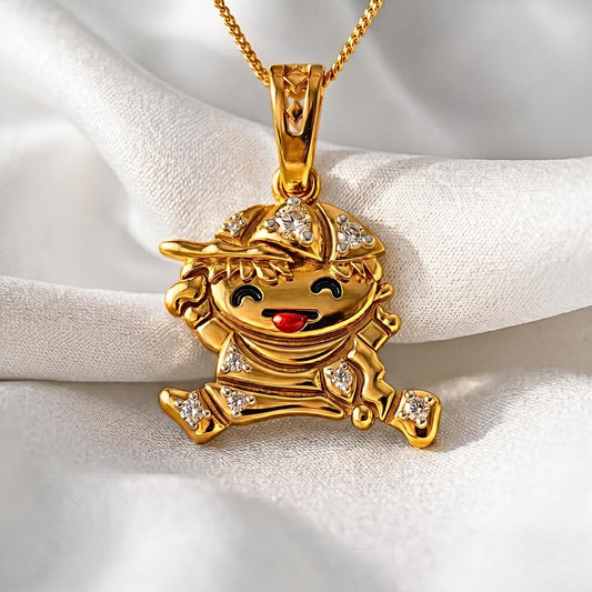 Whimsical Boy Pendant | Smiling Character, Sparkling Stones, 925Sterling Silver Charm