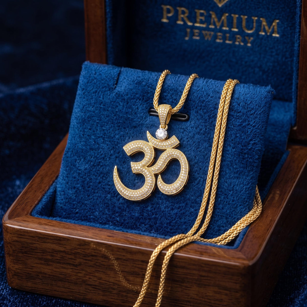 Rare Iced Out Om Pendant | 925 Sterling Silver Yellow  Rose Gold Plated | Spiritual Gift | Yoga Meditation Bling Jewelry Gift for her/him