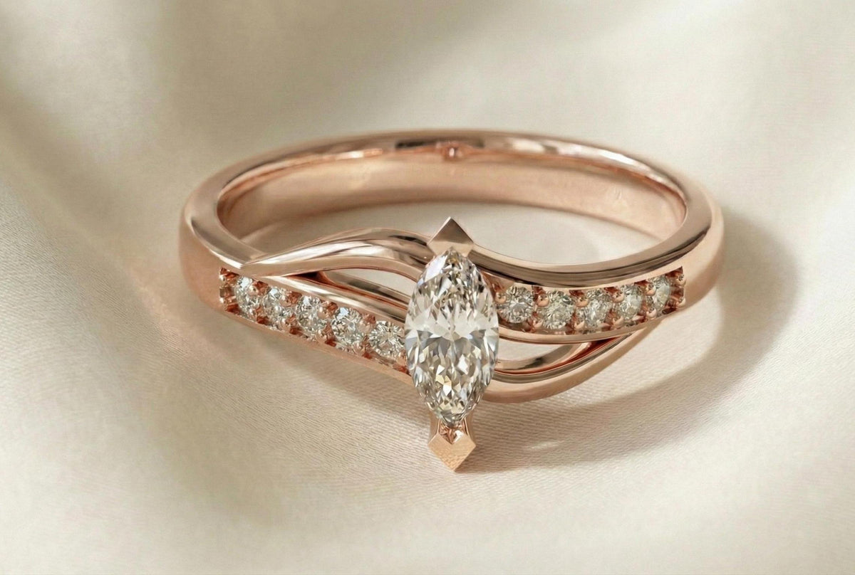 925 Sterling Silver Marquise Cut Engagement Ring, Gold Vermeil Diamond Ring, Promise Ring, Minimalist Bridal Ring, Dainty Gift For Her