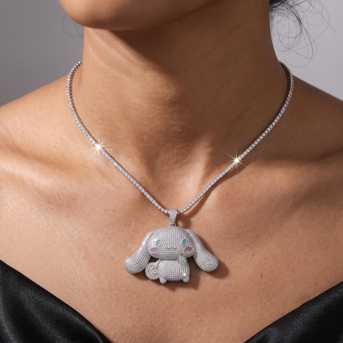 Rare Iced Out Cinnamoroll Pendant 925 Sterling Silver | Rare Kawaii Anime Charm | 14K  Gold Plated Hip Hop Jewelry | Gift for her/him