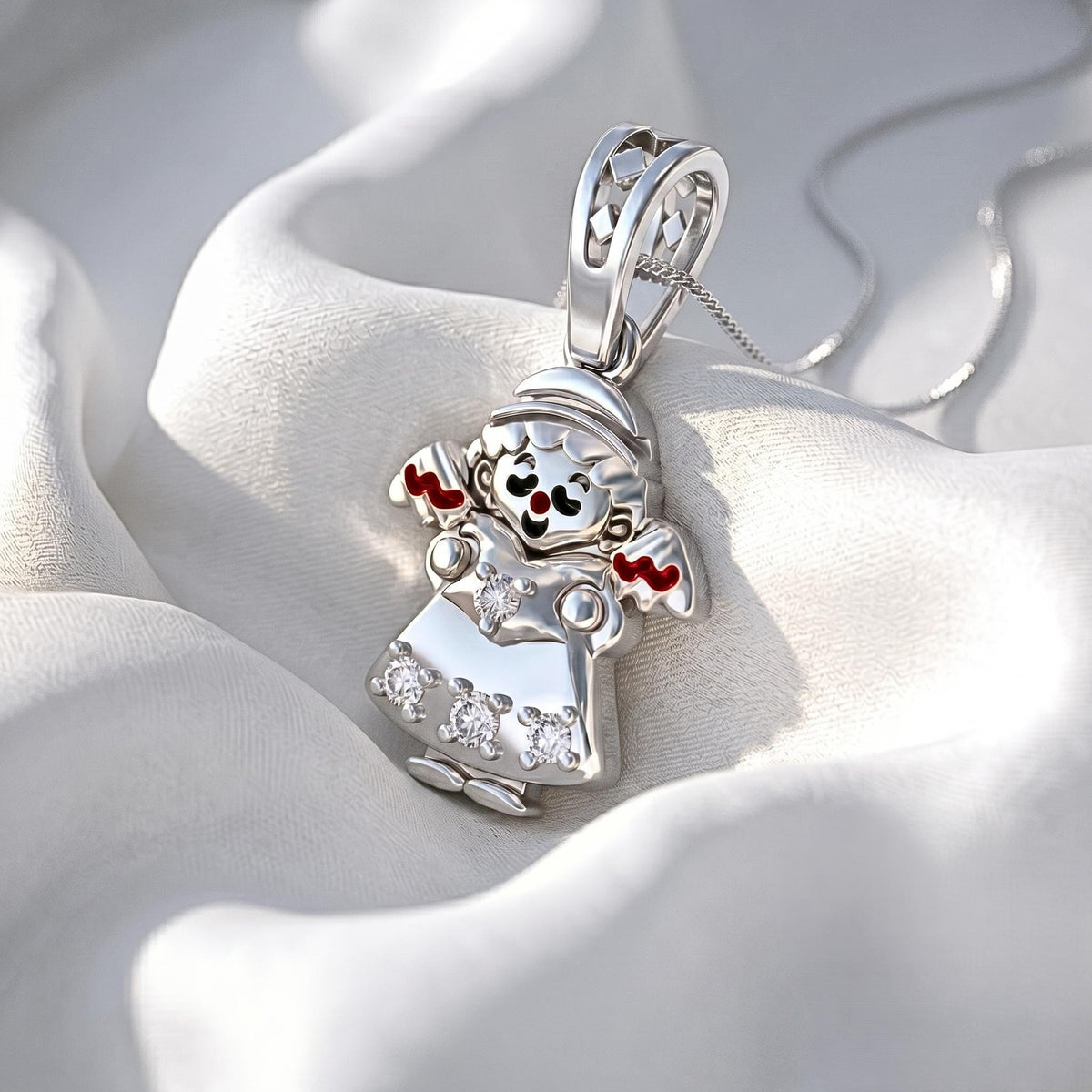 Guardian Angel Pendant for Kids | Whimsical Fairy Charm, Sparkling Stones, 925 Sterling Silver