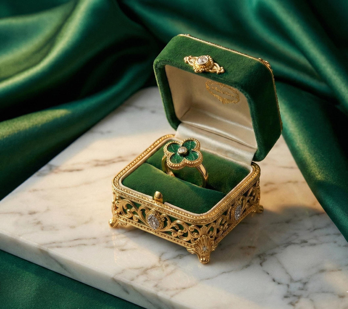 Gold Plated Sterling Silver Shamrock Ring | St Patrick's Day Jewelry