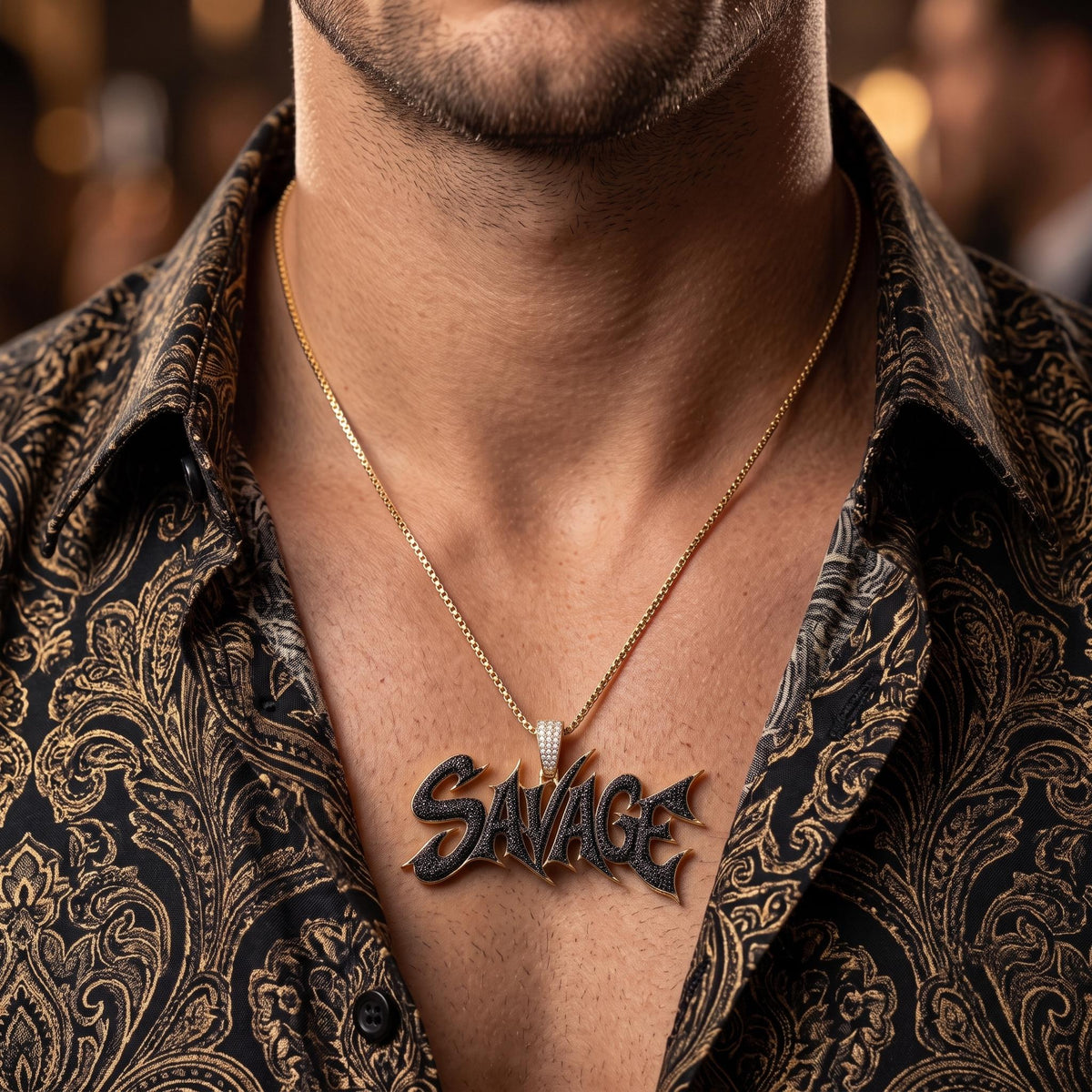 Rare Iced Out Savage Pendant | 925 Sterling Silver & Gold Plated Hip Hop Jewelry | Custom Rapper Pendant | Streetwear Gift for her/him