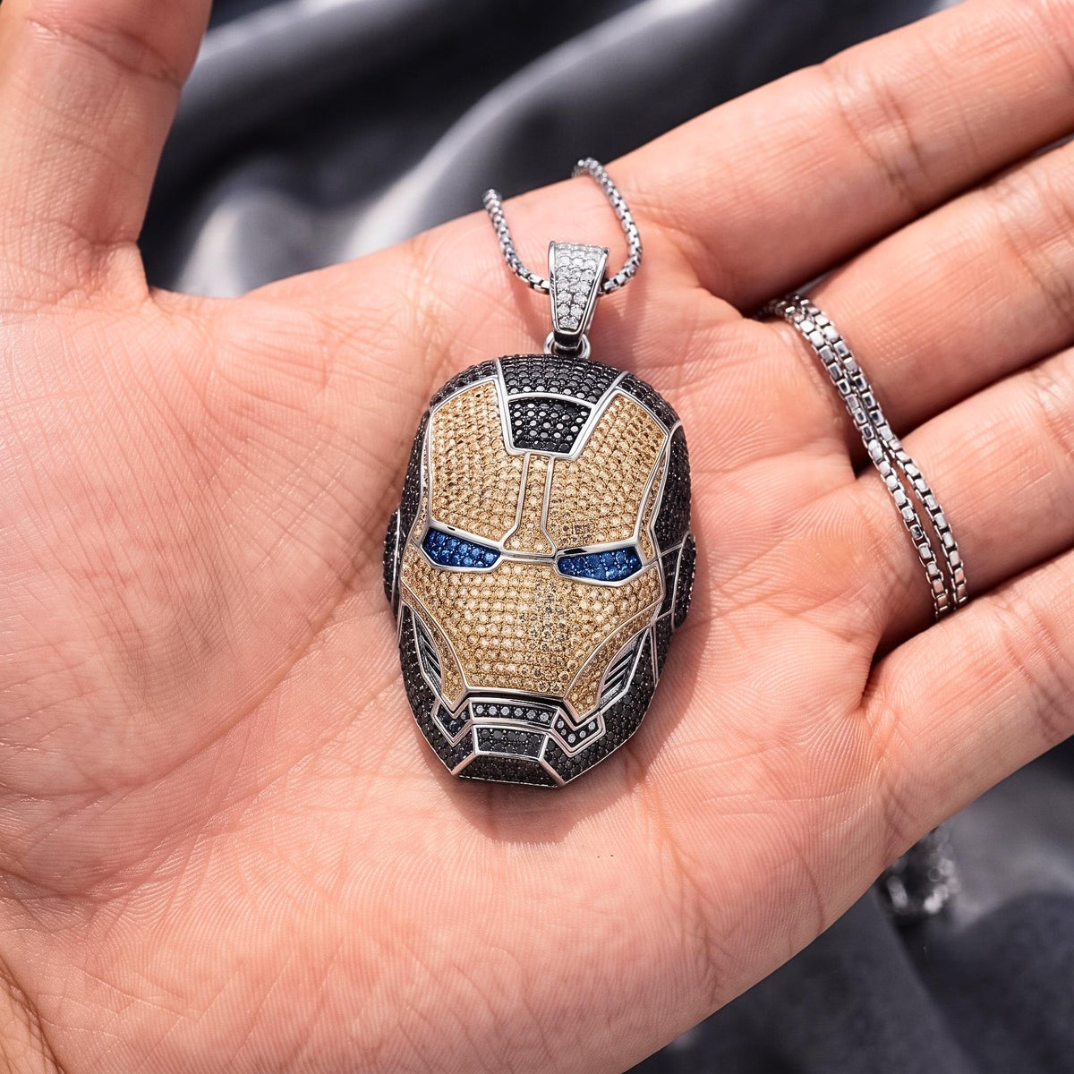 Rare Iced Out Iron Man Mask Pendant | 925 Sterling Silver Avengers Jewelry | Superhero Necklace | Comic Fan Gift for Him/her