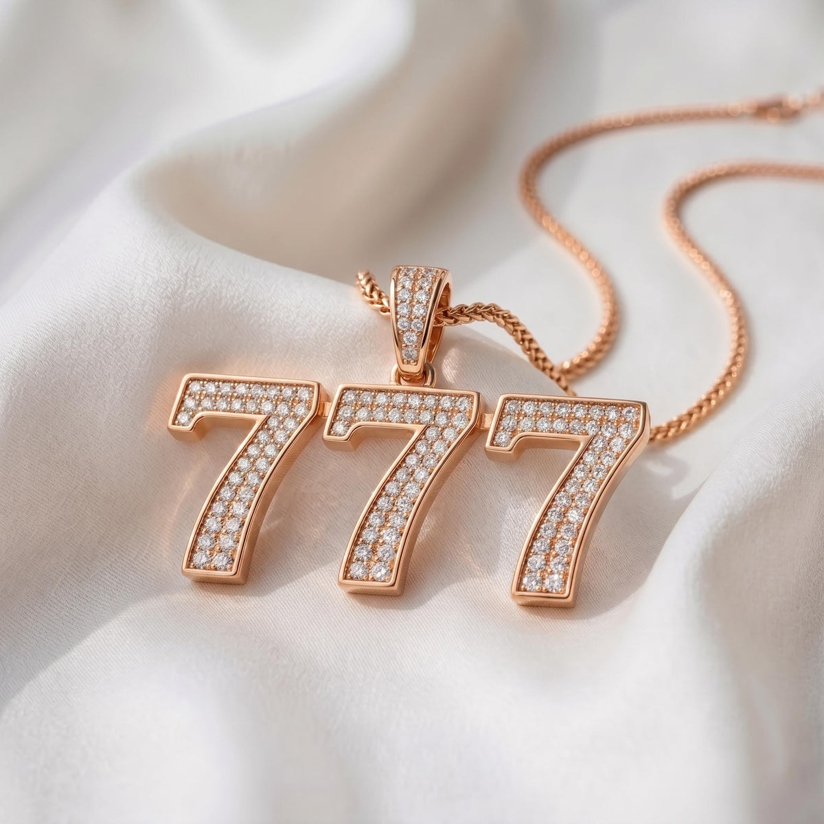 Rare Iced Out Lucky 777 Angel Number Pendant | 925 Sterling Silver Manifestation Necklace | Gold Plated Numerology Charm | Gift for her/him