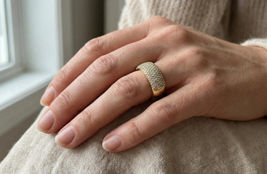Gold Pavé CZ Eternity Band Ring, 925 Sterling Silver